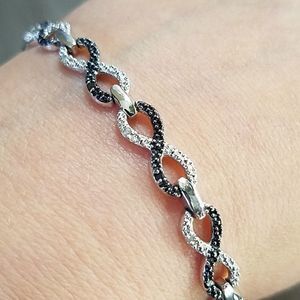 Infinity link bracelet - black and silver 925